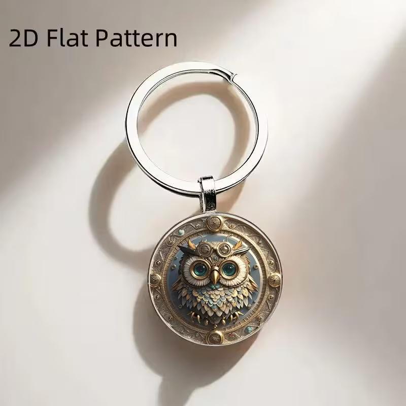 Сова Изысканный Механический Дизайн Зеленый Глаз Золотистый Декоративный Брелок