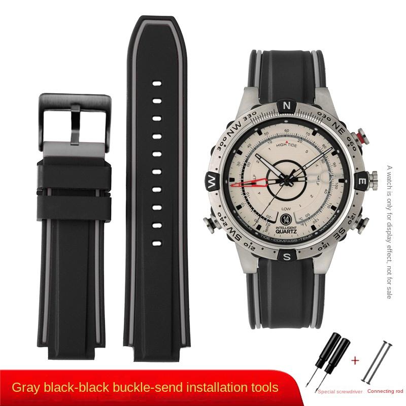Для timex E-tide Компас Браслет T2N739 T2N720 T2N721 выпуклое ушко 16мм ремешок водостойкий силиконовый мужской ремешок для часов браслет