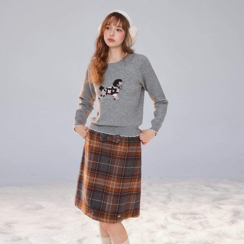 UNIFREE Women's Cute Puppy Pattern Loose Knit Pullover