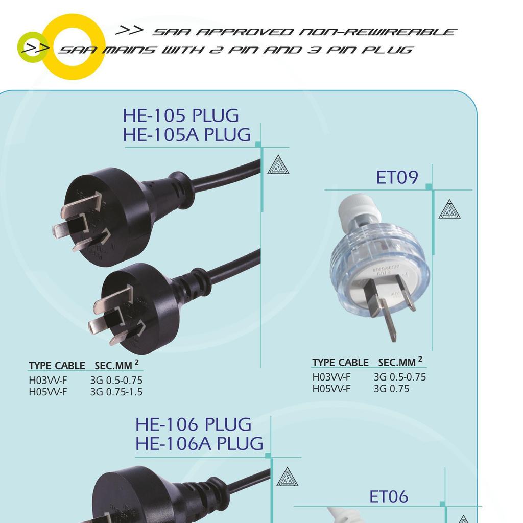SAA Certified 16A 1.5mm² Flat Plug Power Cord with Figure-8 Connector