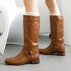 2024 Лидер продаж Зимние винтажные коричневые кожаные сапоги до колена Дизайнерские длинные ботфорты Обувь для сцены Повседневная удобная обувь