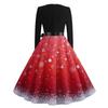 Women's Casual Fashion Long Sleeve Christmas Graphic Printed Vintage Long Dresses