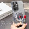 KEYSION Магнитный чехол для телефона с блестками и драгоценностями для Samsung Galaxy S25 Ultra 5G S24+ Plus S23 FE Чехол-подставка с зеркалом для макияжа Противоударный чехол