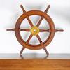 60.96 Cm Handcrafted Wooden Ship Wheel Nautical Wall Decor with Brass