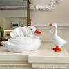 Cute Interesting White Unforgettable Goose Duck Series Tissue Box Ornament Desktop Ornament Nordic Farmhouse Home Decoratio