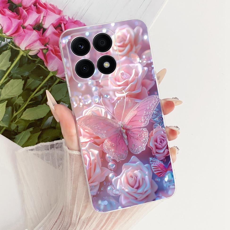 For Honor X8a 4G Case Transparent Cute Cat Fashion Butterfly Funny Painted Casing CRT-LX1 CRT-LX2 CRT-LX3