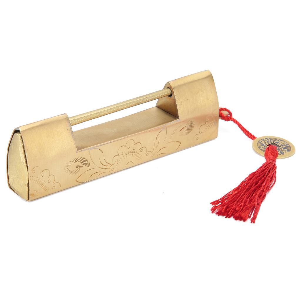 Латунный замок с ключом 6,5 см, антикварный китайский стиль, резной навесной замок для шкатулки для драгоценностей, шкафа