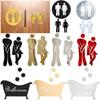 Poster WC Decoration Toilet Entrance Sign Woman & Man Mirror Surface Decal 3D Wall Stickers