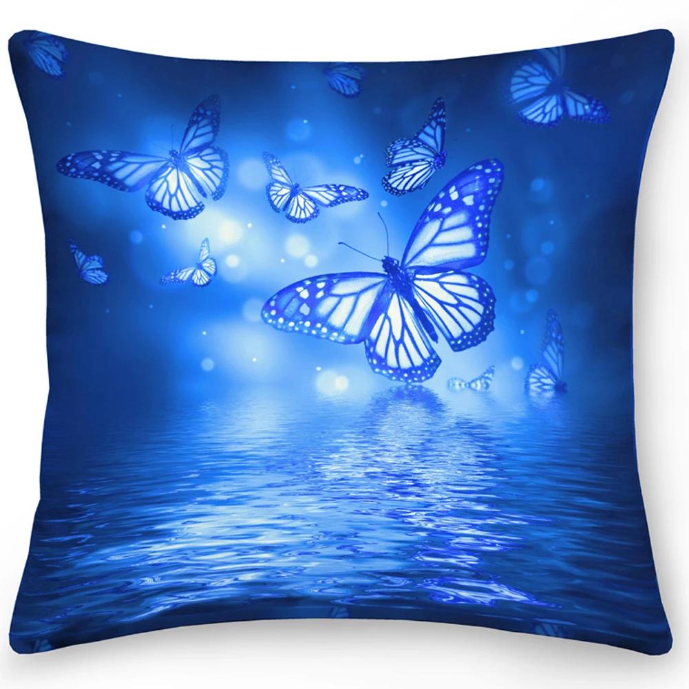 Pillow Office Sofa  Butterfly Print Double Sided  Cover Square Cushion