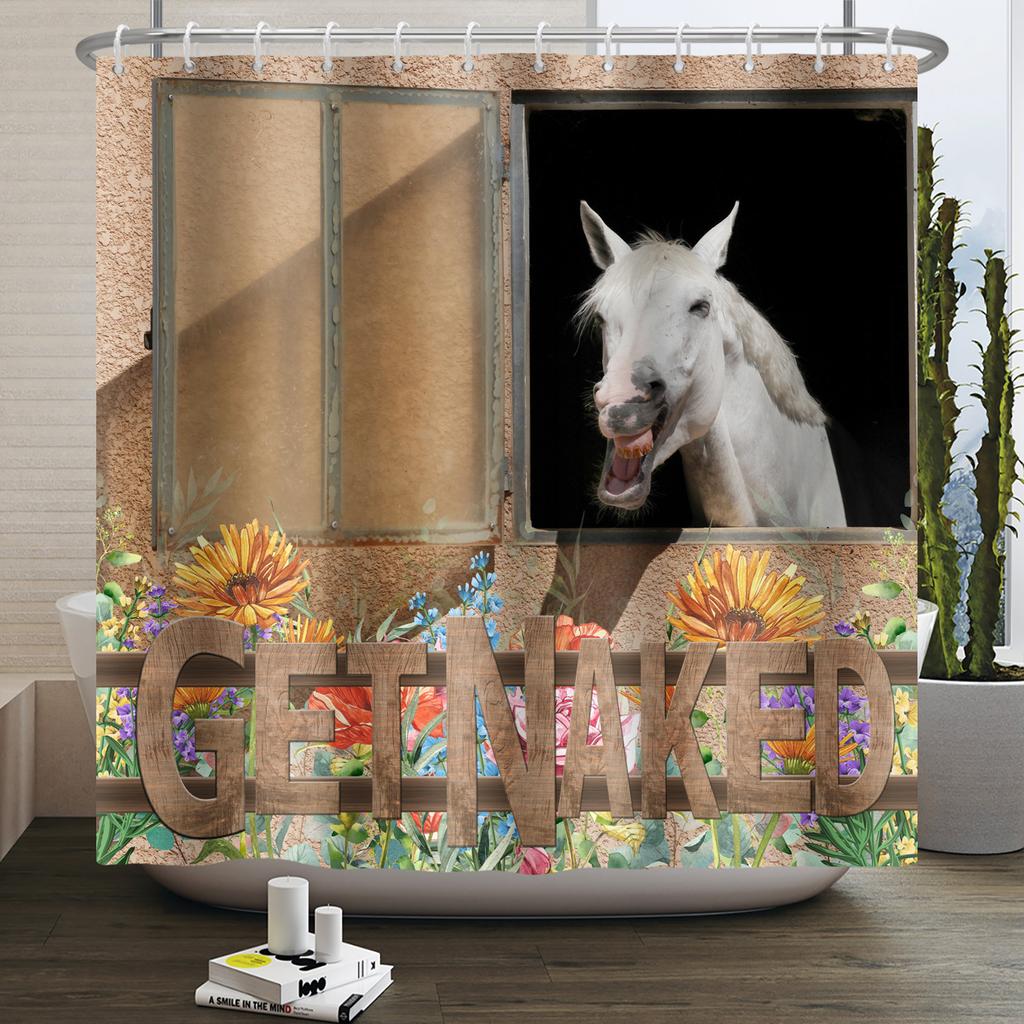 Шторка для душа с фермерскими животными Милая Забавная Корова Курица Свинья Цветок Лошадь Дерево Фермерский дом Амбар Рустикальная Шторка для душа для декора ванной комнаты