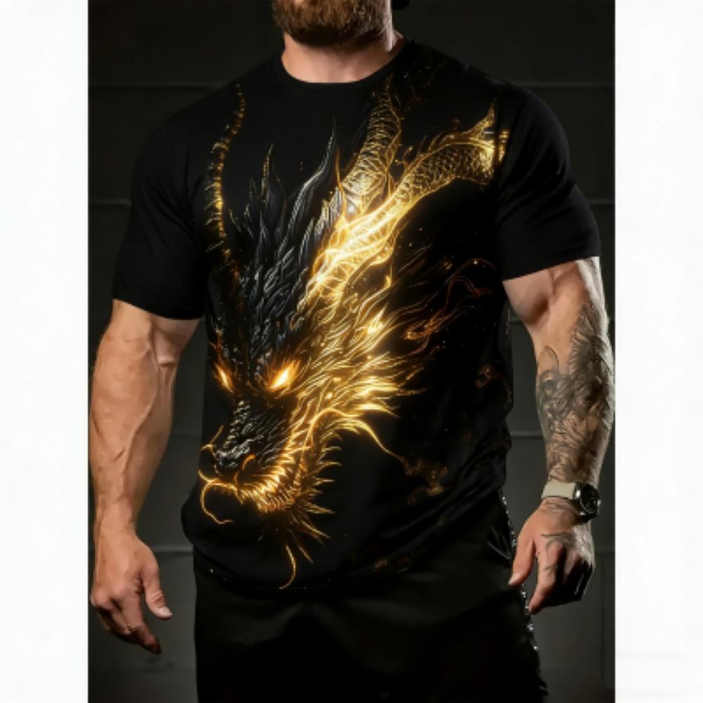 Summer Men's T-Shirt Dragon 3D Print Tees Top Hip Hop Loose Short Sleeve Streetwear Vintage Oversized Women T-shirt