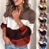 And Winter Women New Round Neck Color Matching Comfortable Loose Sweater