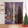 Снежная сцена Картина маслом Рождественская елка Печатные шторы Спальня Ресторан Новый год Праздничная вечеринка Декоративные шторы 2 шт.