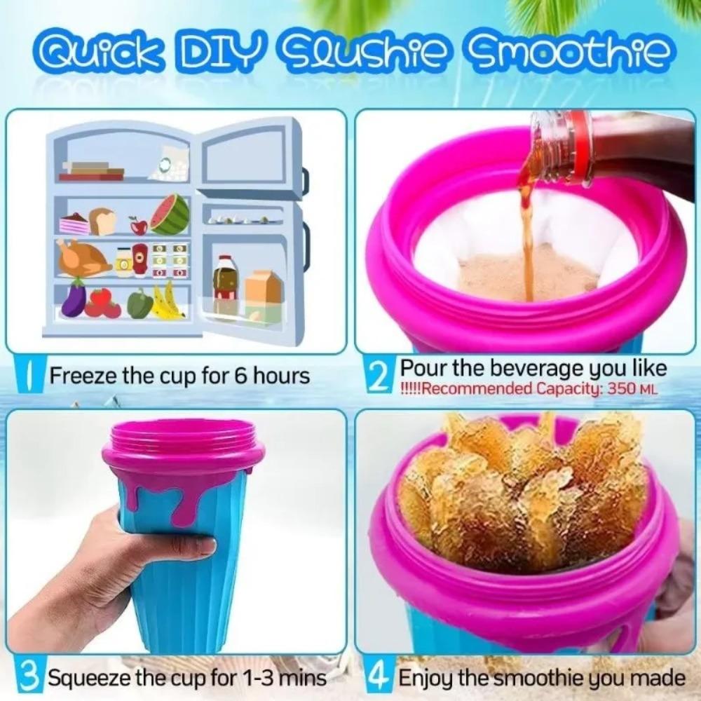 Ice Cream Shape Squeeze Cup with Straw Spoon Smoothies Cup DIY Smoothies Making Cup Summer