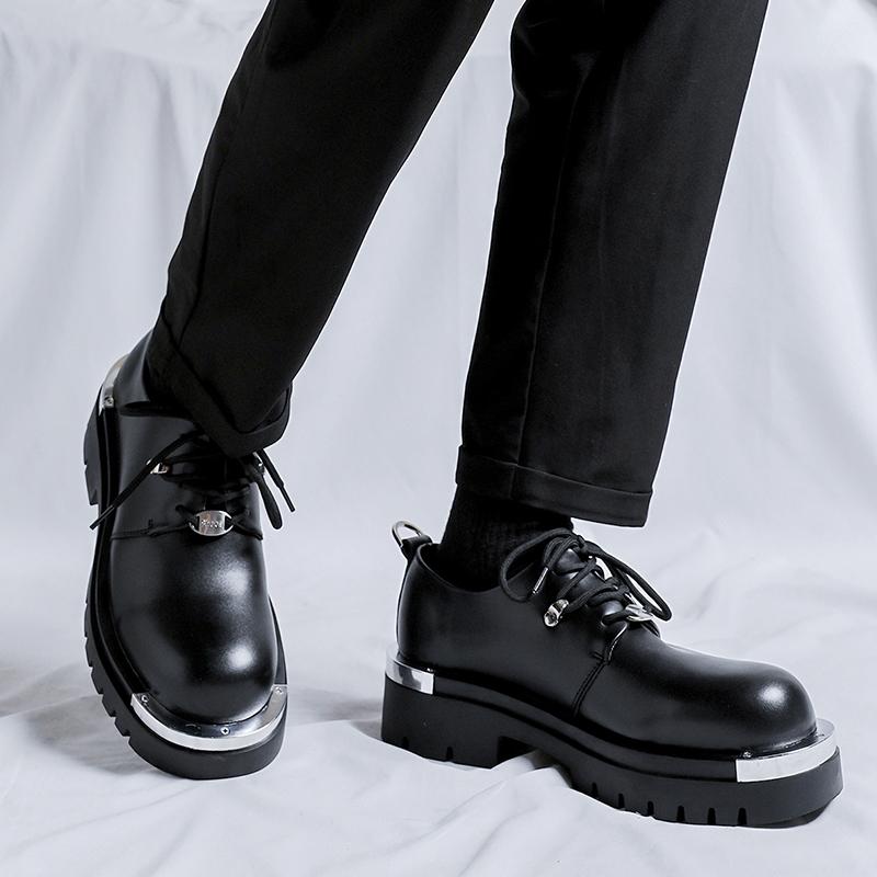 New Thick Soled Men's Leather Shoes Trendy and Versatile Designer Styles Outdoor Leisure Party Office Youth Shoes Plus Size -46