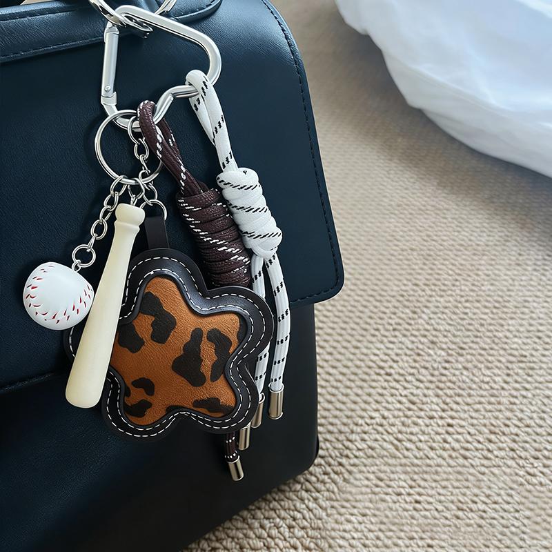 Bag Charm New Matte Leopard Print Flower Bag Hanging Exquisite DIY Braided Rope Car Key Chains for Women
