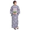 Kimono Yukata Set Heiko Obi 2 Piece Set Dull Color Beige Light Blue Floral Pattern Yukata Cotton Red Plum [Kyoto Yuzen] Women's (Dull Gray)