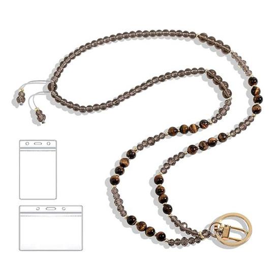 Натуральный камень искусственный кристалл держатель для карт регулируемый шнурок для удостоверения личности женский держатель для бейджа ручной работы из бисера шнурок