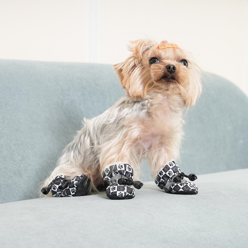 4 шт. Обувь для домашних собак Водонепроницаемые носки для щенков Маленькие Средние Собаки Кошка Теплые Зимние Нескользящие Ботинки Домашняя Обувь для Дождя Йорки Кроссовки