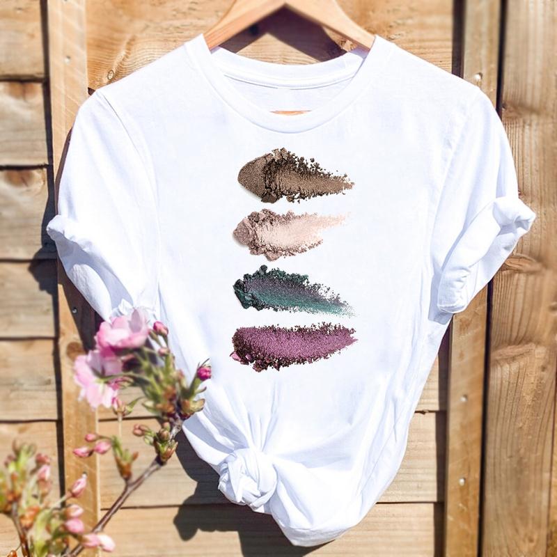 Women Print T-shirts Watercolor Eye Lashes Eyelashes Trend Graphic Tops Fashion Short Sleeve Summer Shirt Female Tees