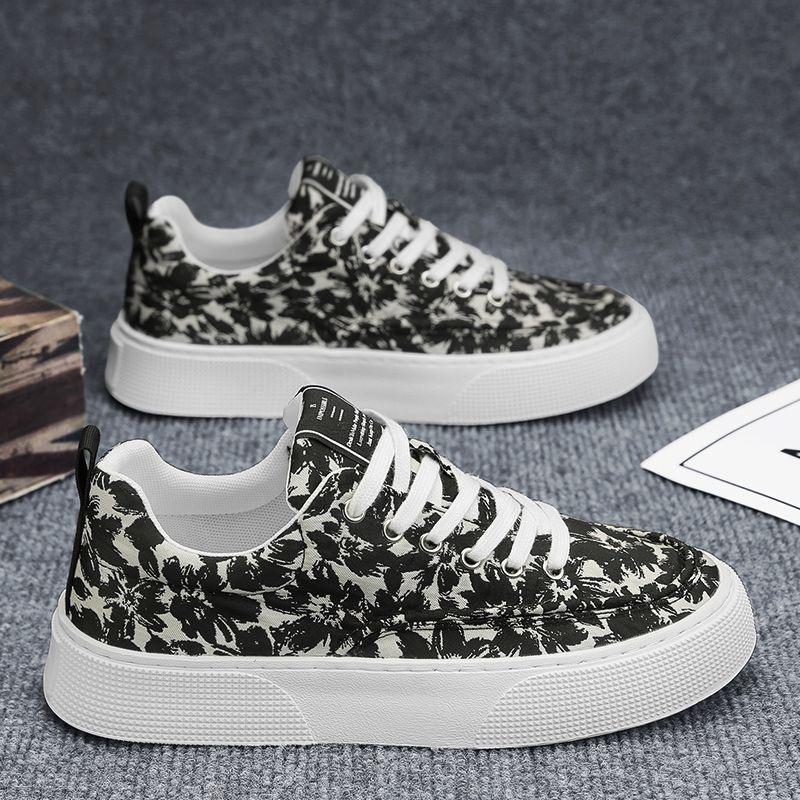 Fashion Designer Shoes Men New 2024 Fashion Casual Printed Canvas Shoes Summer Comfortable Lace-up Skateboard Shoe Zapatos De Hombre