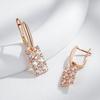Unique Natural Zircon Long Square Dangle Earrings For Women Luxury  Rose Gold Color Accessories Daily Fine Jewelry