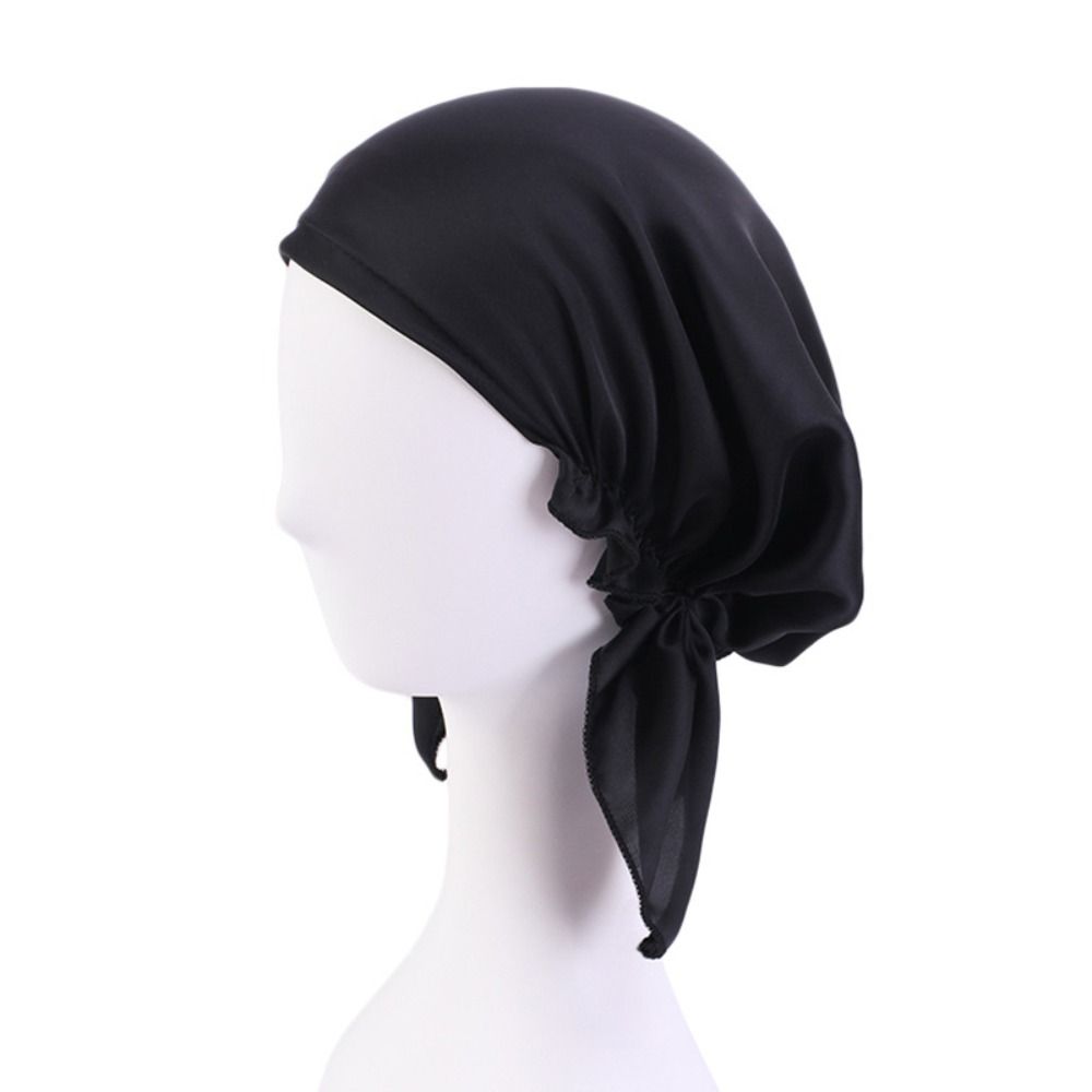 Women Bowknot Sleep Hat Breathable Silk Chemo Caps New Satin Night Cap