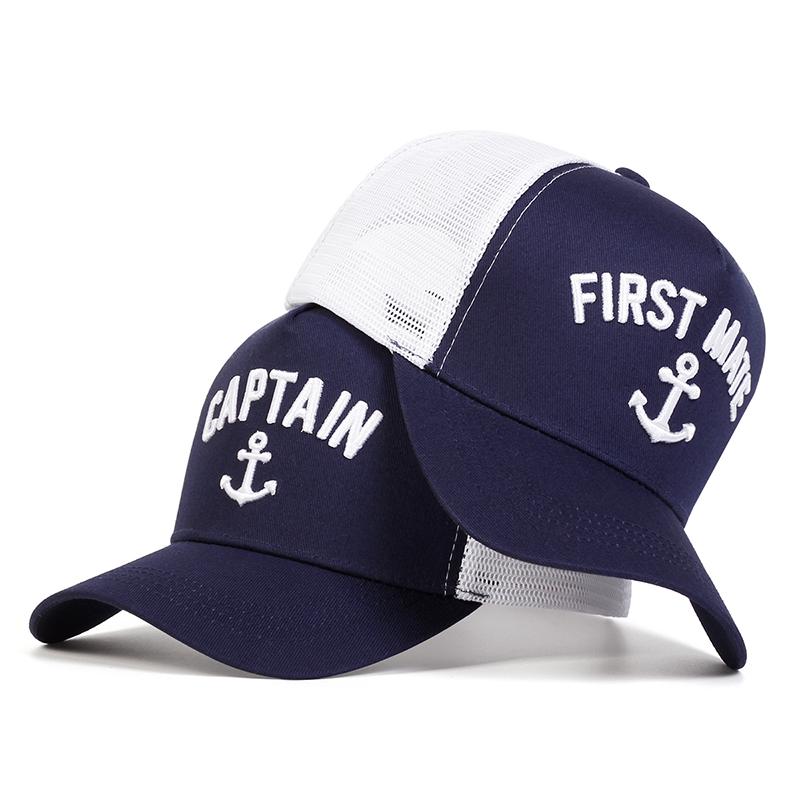 Net Baseball Stitching Embroidered Mate/Captain First Neutral Gender Women Men For 2Pcs/Set Caps Spring And Summer Outdoor Adjustable Casual Hats