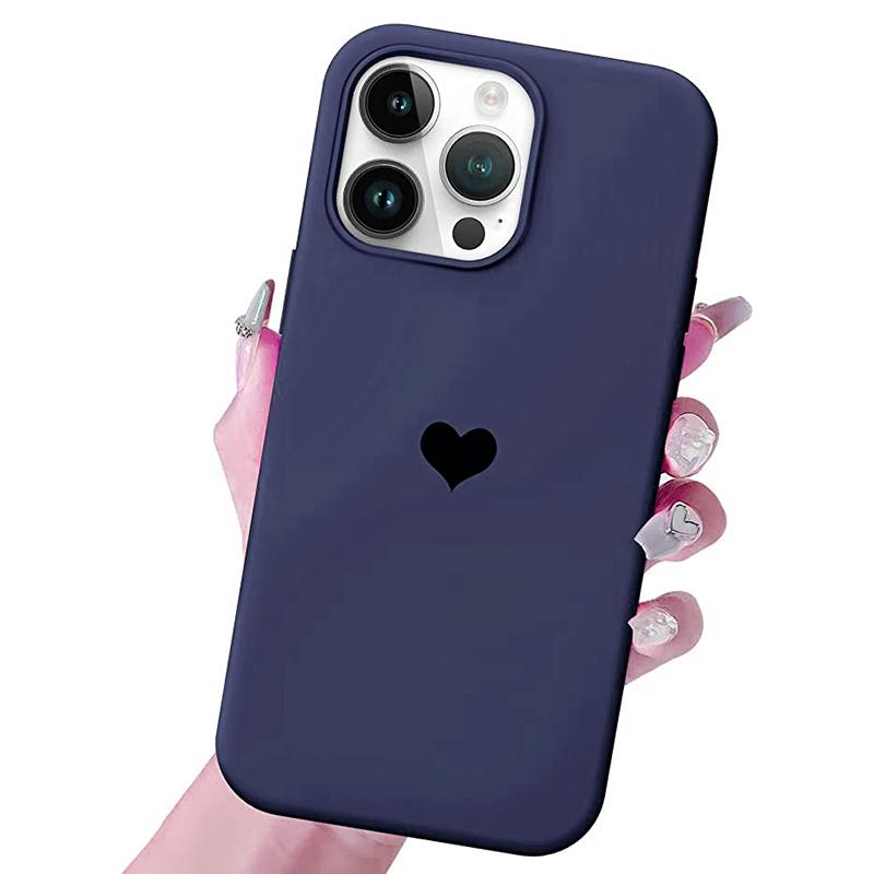Lovely Love Candy Color Soft Case For iPhone 15 14 13 12 11 Pro XS Max X XR SE 2022 2020 7 8 Plus 6S Liquid Silicone Matte Cover