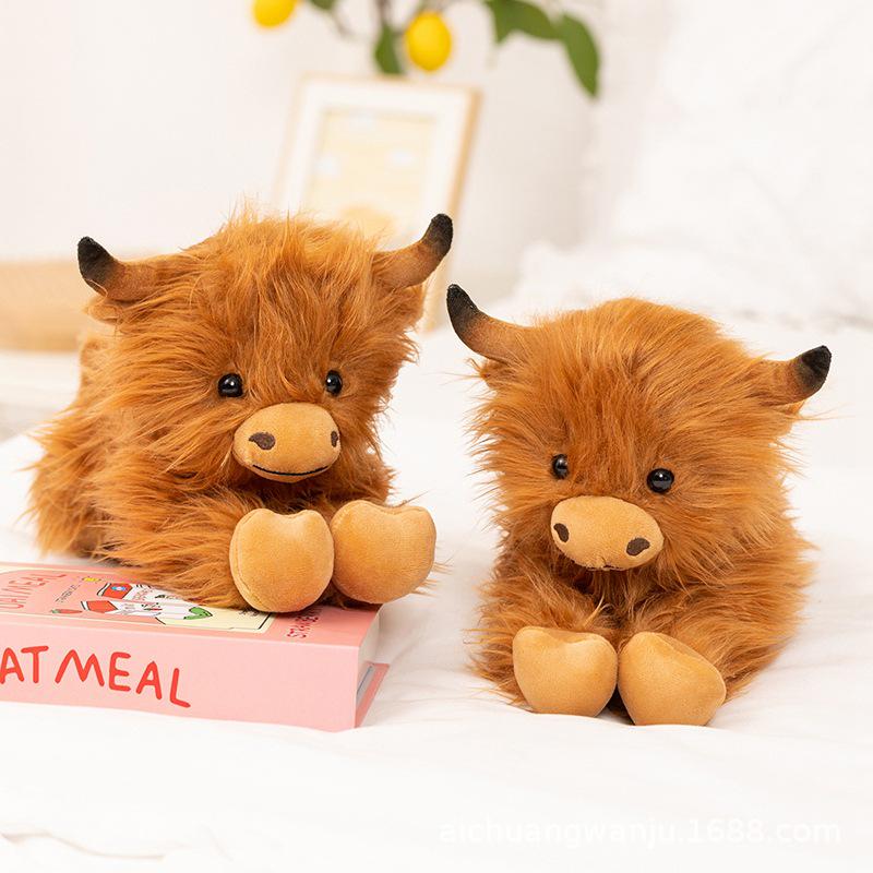 Highland Cow Plush Doll - Long-haired Scottish Animal Simulation