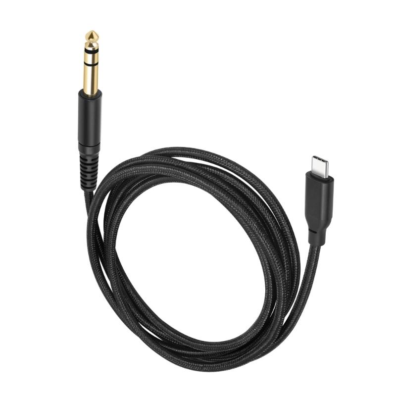 Кабель-шнур Type C на 6,35 мм Линия подключения электрогитары USB C на 1/4 дюйма TRS Кабель для записи Черный