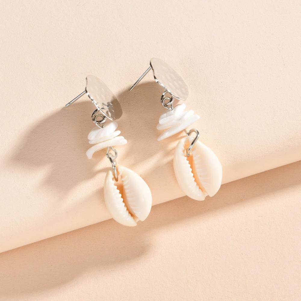 Fashion Natural Random Shell Irregular Stone Alloy Ladies Earrings