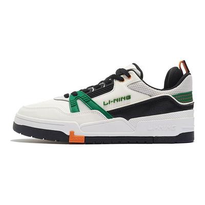 Li Ning 001 BTC Ткань Синтетическая кожа Амортизация Нескользящие Износостойкие Низкие Спортивные Повседневные Туфли Мужские Кроссовки Белый Зеленый AGCS103-4