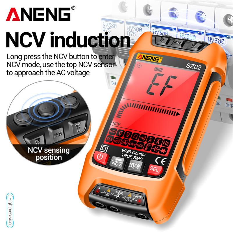 ANENG SZ02 Умный цифровой мультиметр 9999 отсчетов True RMS Автоматический Измеритель электроемкости Температуры Сопротивления Тестеры транзисторов
