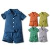 Summer Set Casual Comfort Outdoor Sports Simple Solid Color Short Sleeved Shirt Baby Boys Fresh Shorts Set