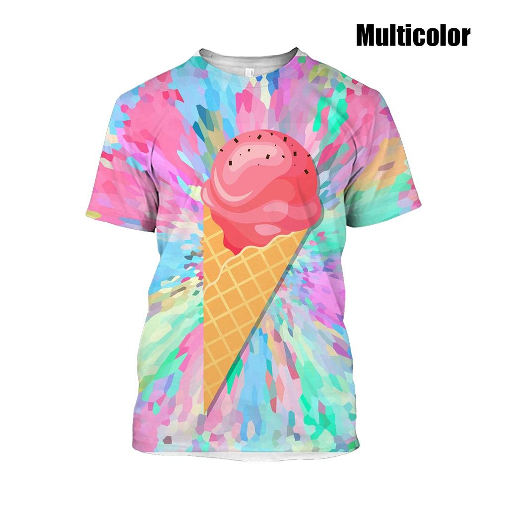 Новая мужская и женская летняя новая модная футболка с мороженым и 3D принтом, летняя уличная забавная еда, повседневный топ в стиле хип-хоп, панк
