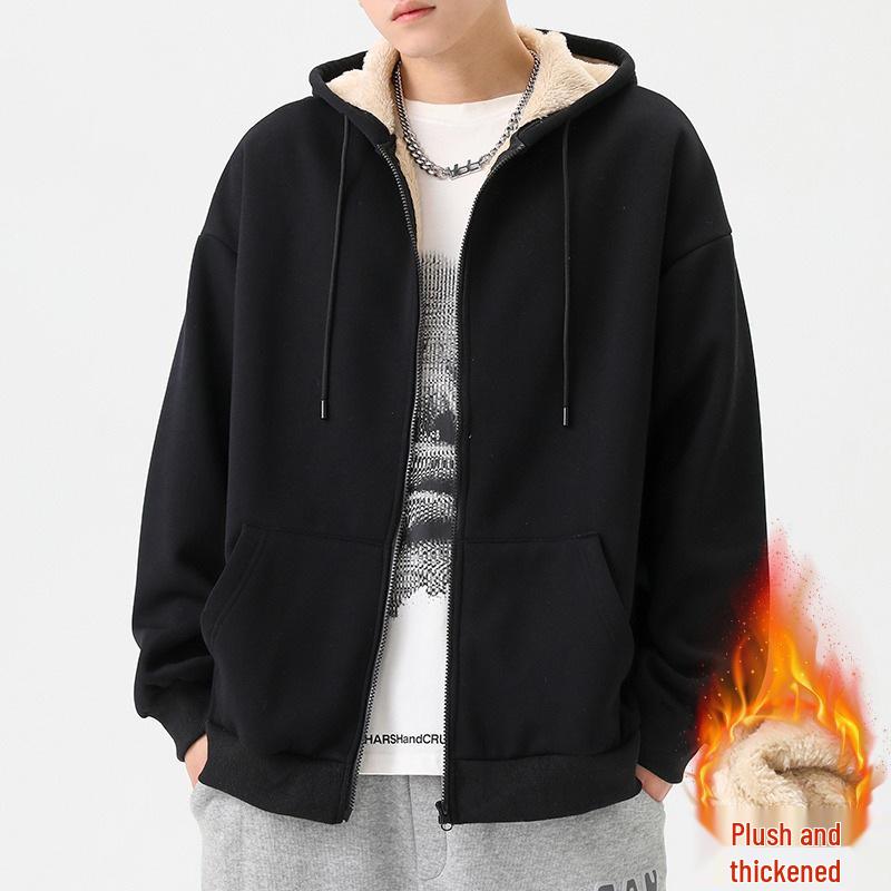 Мужской модный кардиган-куртка с капюшоном на флисовой подкладке, весенне-осенний стиль