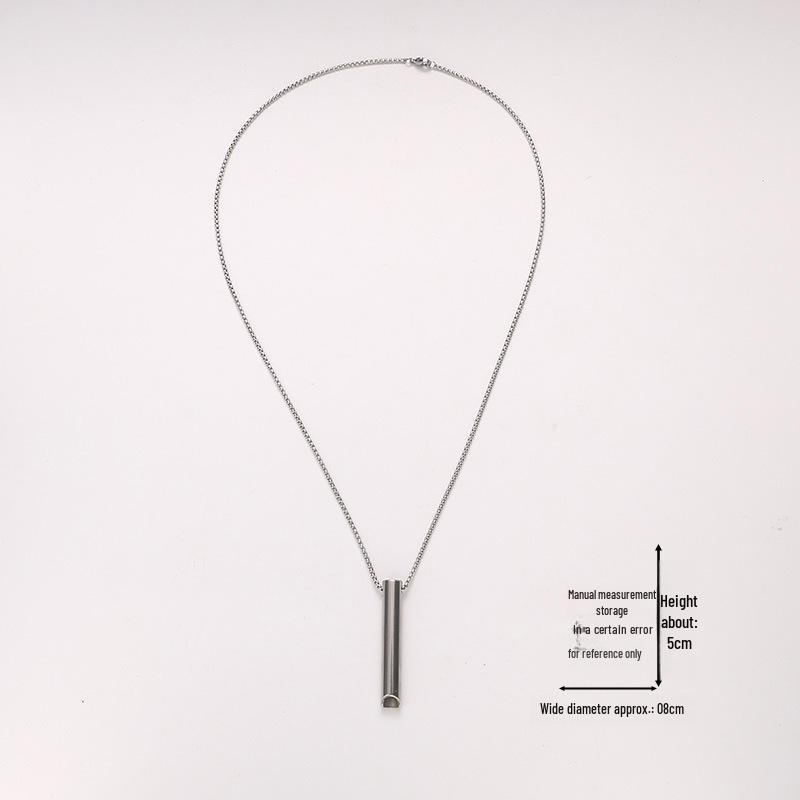 Stylish Titanium Steel Long Whistle Necklace - Regulates Breathing and Eases Stress