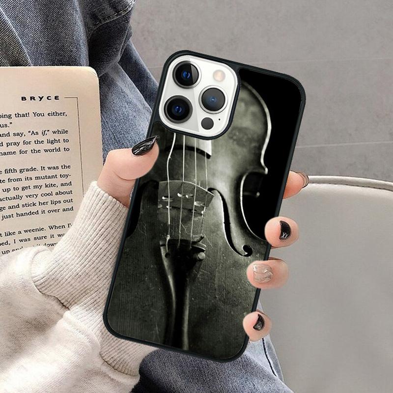 Черно-белый чехол для телефона со скрипкой и виолончелью для iPhone 17 Air 16 16e 15 Plus для Apple 13 11 12 14 Pro Max Cover coque