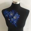 Синий I Полиэстер Вышитая сетка Бисер Просверленный Швейное кружево Сделай сам Одиночный цветок Украшение с аксессуарами для одежды