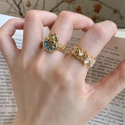 Кольцо «Золотой цветок-бабочка» Женское Нишевое Легкая Роскошь Высокий Сенс Универсальное Открытое Кольцо Кольцо на Указательный Палец Новые Ювелирные Изделия