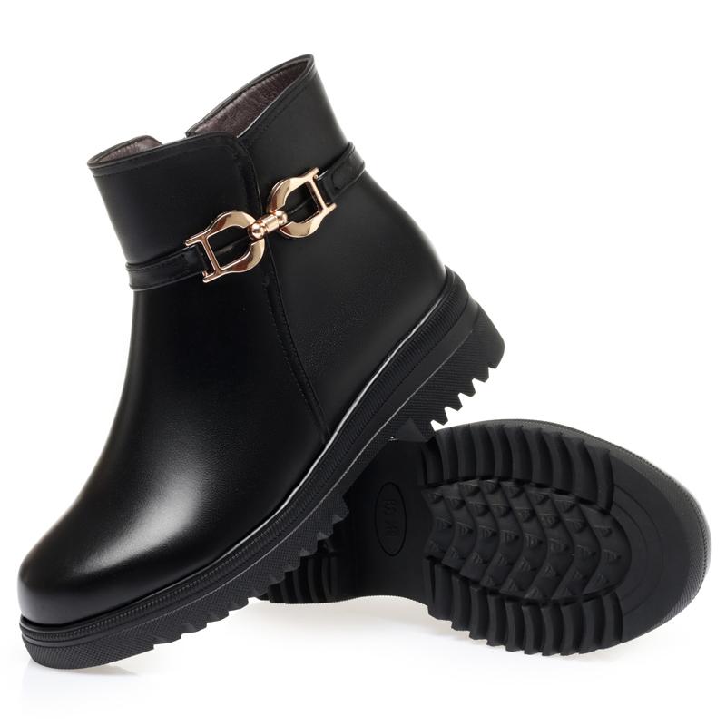 Fashion AIYUQI Women's Winter Shoes Boots Non-slip Large Size 41 42 43 Women's Snow Boots Genuine Leather Warm Wool Mother Boots Women