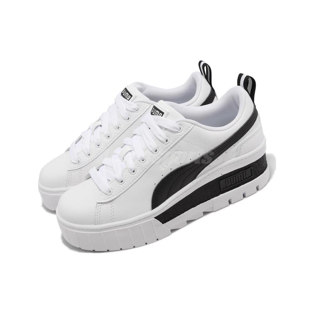 Puma Mayze Wedge White Black Women Sneakers 386273-01