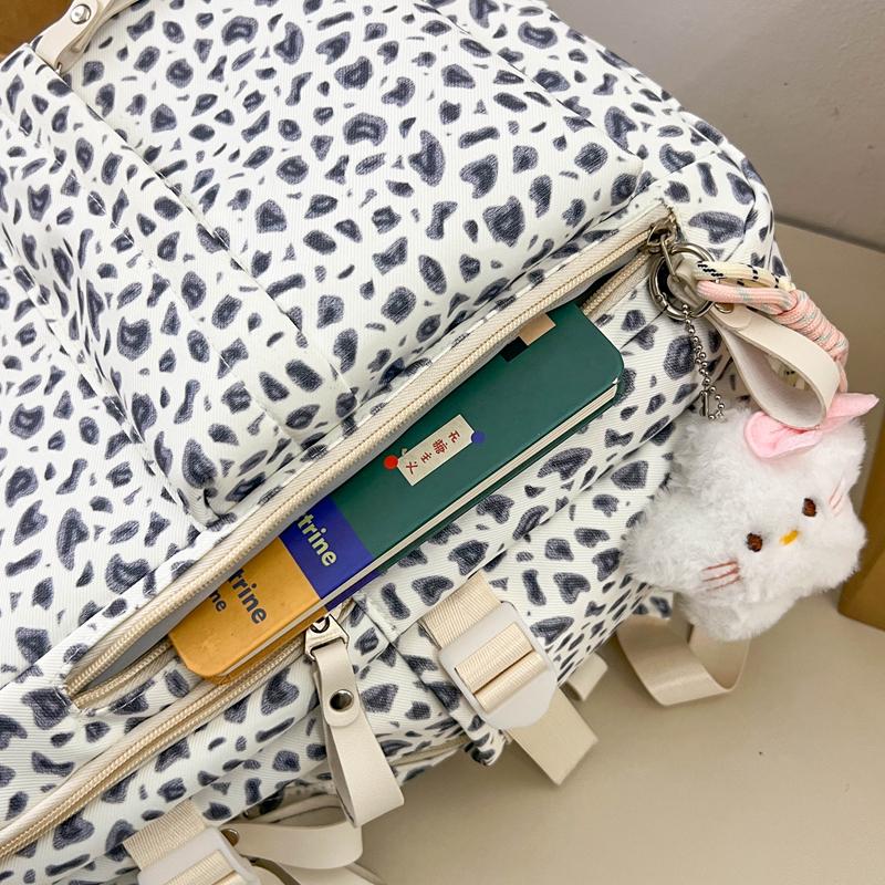 Cow Leopard Print Backpack Junior Senior High School Student Schoolbag Female Campus Backpack