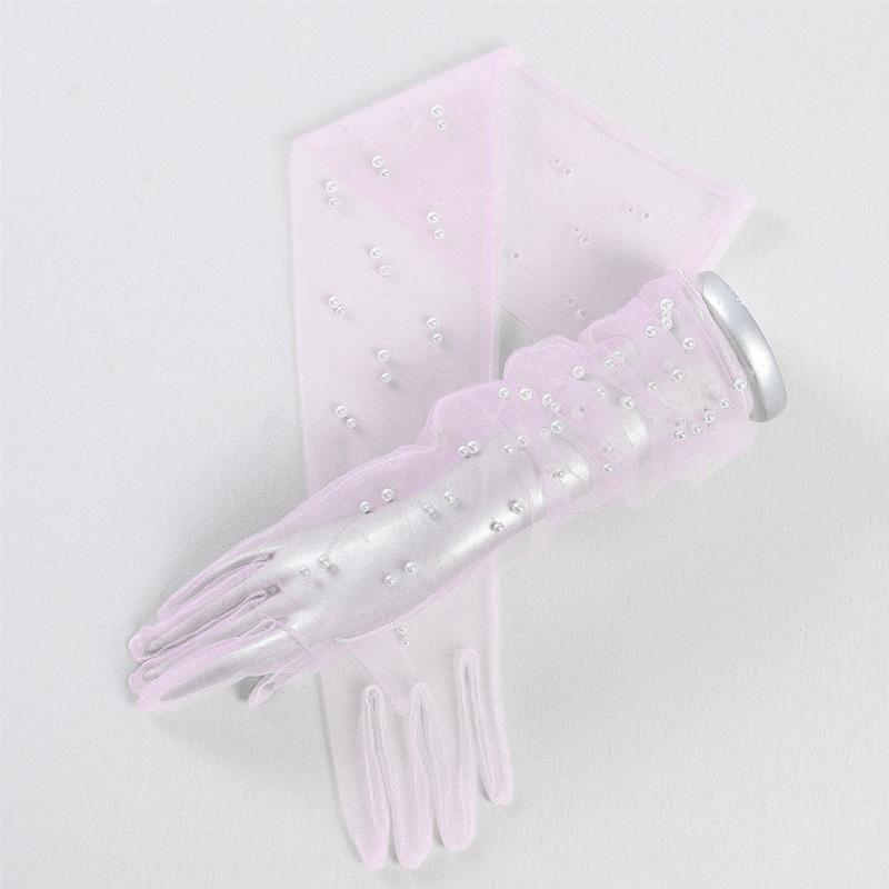 Винтажные прозрачные свадебные перчатки с жемчугом, длинные варежки до локтя, сетчатые нарукавники, женские вечерние аксессуары для свадебного платья, реквизит для фотосессии