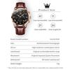 OLEVS Men Watch Brown Leather Strap Chronograph Waterproof Roman Numeral Dial Analog Quartz Wristwatch