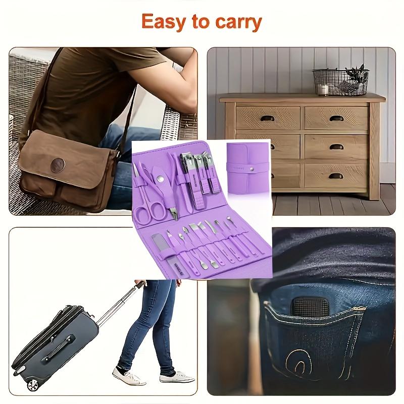 Профессиональный набор для ухода за ногтями из 16 предметов - вогнутые кусачки из нержавеющей стали для удаления омертвевшей кожи, щипчики для кутикулы, пилочка для ногтей и дорожный футляр для маникюра