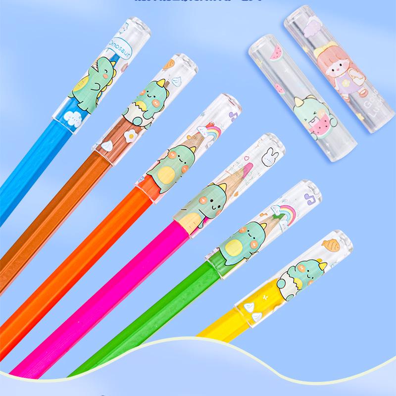 Детский мультяшный колпачок для карандаша с удлинителем отверстия - защитный чехол для учеников детского сада и начальной школы