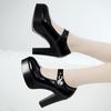 Женские туфли-лодочки на платформе, весна 2025 г., на высоком каблуке с острым носком, с ремешком на щиколотке и пряжкой, модные черные офисные туфли для женщин, большие размеры 33-43