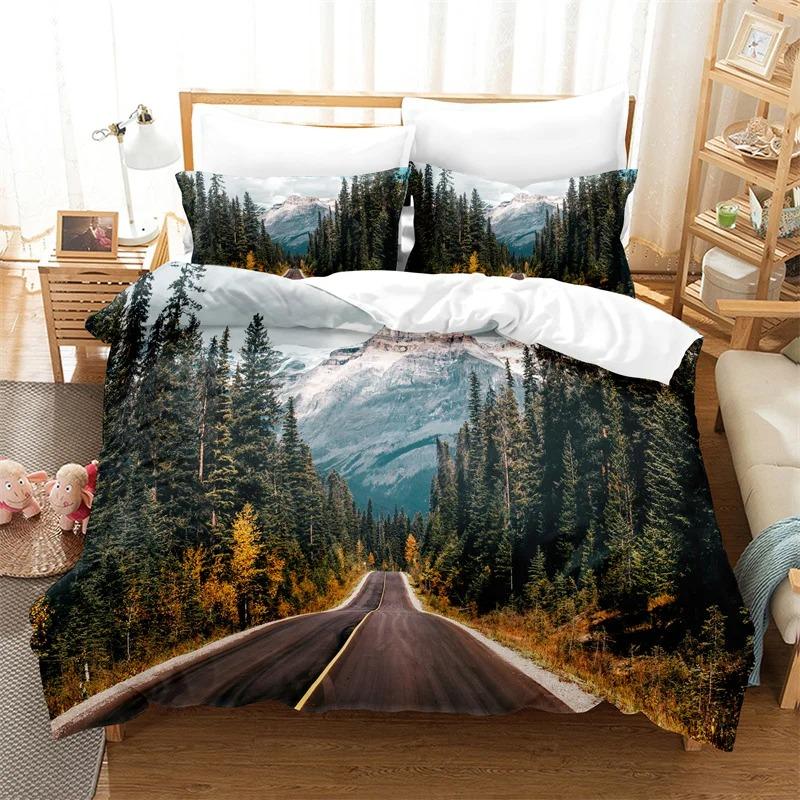 Natural Scenery Duvet Cover Set Forest Bedding Set Quilt Cover Queen Bed Luxury Comforter Bed Cover Set
